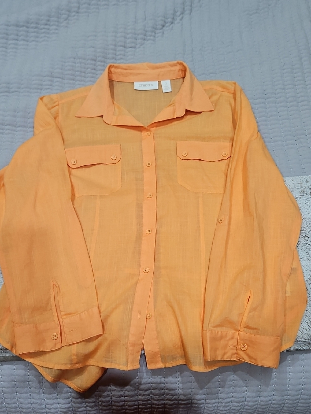 Chico's Lightweight Orange Sheer Blouse